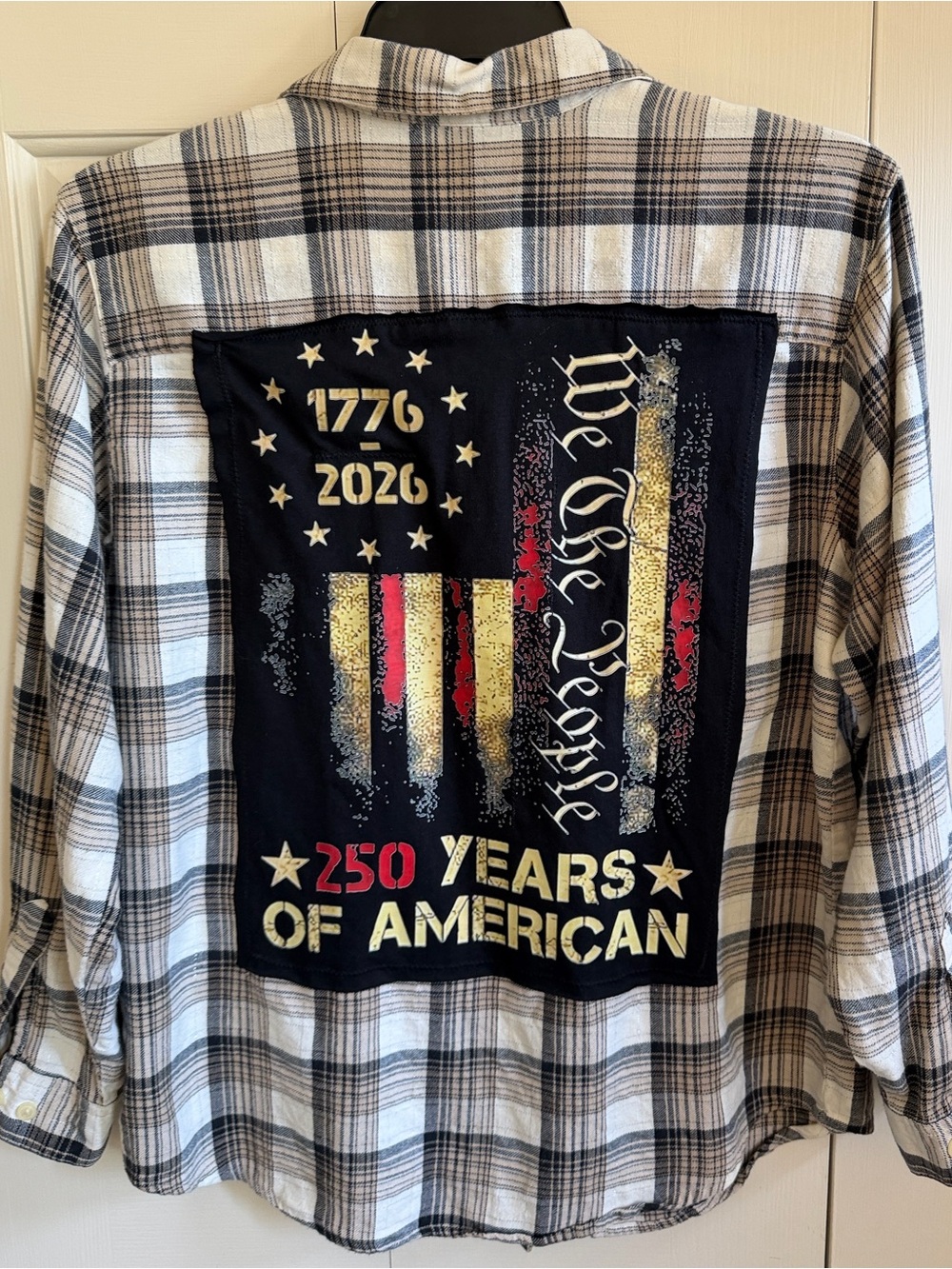 Cabin Creek UPCYCLED USA 250 Years Flannel. Ladies LG.